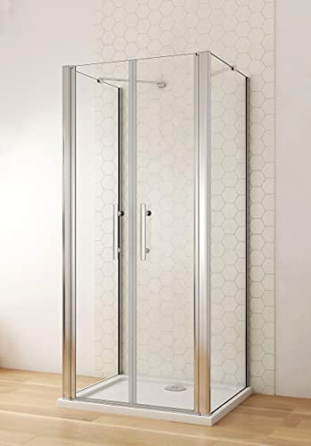 Aica Sanitär U-FORM Duschkabine 100x80x80cm Duschabtrennung U-Kabine Dusche Duschtür 6mm Nano Glas Drehtür H195cm