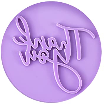 AWAVM Stampo rotondo per biscotti viola – Strumento di decorazione per biscotti con scritta Thank You & Party, in rilievo, per il Ringraziamento