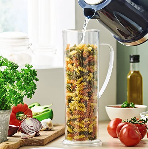 Express Pasta or Vegetable Cooker – H31.5 x 10.5cm Energy Saving Cooking Jug with Thermal Lid & Strainer – 1.75L Capacity, Hand Wash Only Transparent