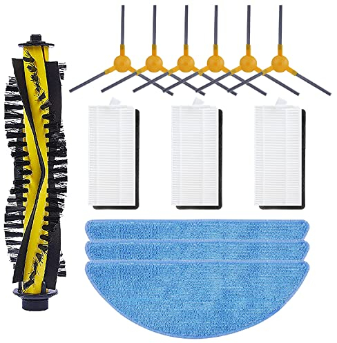 MIRTUX Pack de repuestos compatible con IKOHS NETBOT S15 S 15. Kit con filtros, cepillos laterales, cepillo central y mopas. Recambio aspiradora robot IKOHS Netbot
