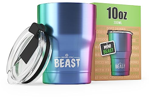 Greens Steel Beast Thermobecher 300 ml (10 oz) - Regenbogen I Mehrweg Thermo Kaffeebecher to Go I Doppelwandiger Trinkbecher aus Edelstahl I Perfekt für Kaffee oder Eiskaffee