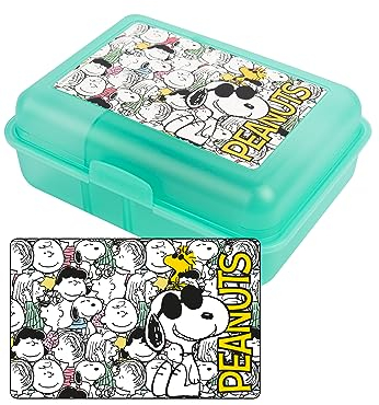 United Labels The Peanuts - Contenitore Portamerenda Merenda Scuola Allover con divisorio, colore: Verde