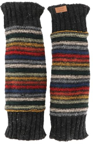 GURU SHOP Calentadores de lana de Nepal, calentadores de piernas con patrón, hombre/mujer, multicolor, lana, talla: talla única, negro y multicolor, Talla única
