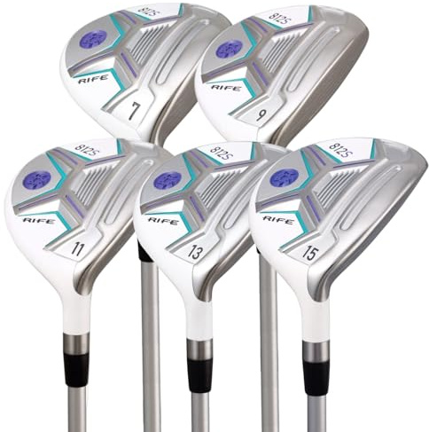 Womens Rife Golf 812s New Offset #7 + #9 + #11 + #13 +#15 Fairway Metal Wood RH Clubs Set Right Handed Premium Ultra Forgiving Ladies Flex Graphite Shaft with Tour Velvet Grip + Headcovers