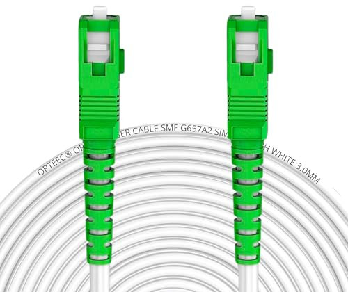 opteec® - Câble Fibre Optique Blindé - 7M - ORANGE/SFR/BOUYGUES/SOSH/RED by SFR - Rallonge/Jarretière - SC-APC à SC-APC Renforcé - Simplex Monomode - Garantie 10 Ans - Blanc (7M)