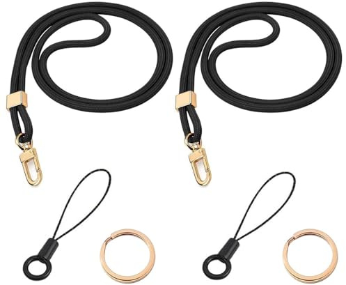 Förpackning med 2 svarta nyckelband, enkla nyckelband, ID-nyckelband, nyckelband med snodd, mode och enkla nyckelband
