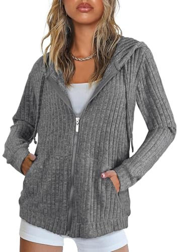 Flikity Women's Cardigans Zip Up Ladies Hoodies with Large Pockets | Hooded Cardigan Women Long Sleeve Tops Ladies Lightweight Jackets Casual Work Spring Summer Autumn Tunic Clothes M-3XL
