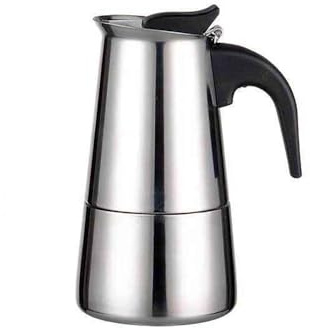 Cachpib kaffebryggare för spishäll, italiensk kaffebryggare mockakanna, 100 ml/2 koppar rostfritt stål espressocafebryggare med isolerat handtag, gåva för induktionshäll