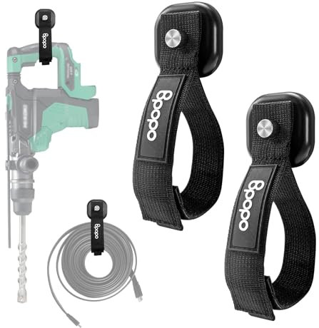 BPOPO 2 Pack Heavy Duty Magnetic Hook Straps for Extension Cords, Powerful Cruise Garage Storage Hook Ties for Hanging Cables, Garden Hoses Ropes, Workshop Tool Box Magnet Organize Hangers for Tools