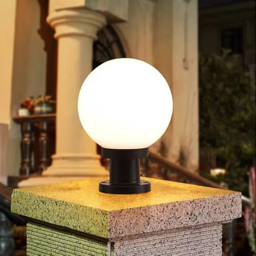 Chao Zan Garden Lamp Post Light Modern, Pillar Lights Globe Ball Outdoor Waterproof Post Lights, Fence Bollard decking Gate Post Lights (Φ:15cm)