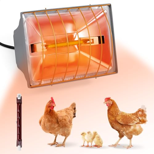 Lampada Riscaldante per Pulcini, Lampada a Luce Rossa 175 W, Paralume Animali con interruttore Economy, cavo da 1,8 m, Lampada a Infrarossi Termostatica Automatica per Pulcini, Maialini, Cuccioli