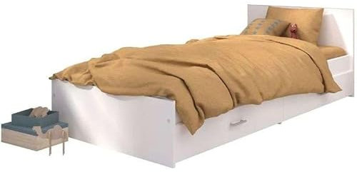 Miroytengo Cama Dormitorio Juvenil Infantil Candy con Cajones Bajos Color Blanco Mate 90x200 cm