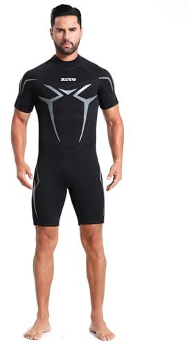 ZCCO Men's Shorty Wetsuit,3MM Neoprene Diving Suits Back Zip Wet Suit for Surfing,Swimming,Stand up Paddleboarding,Canoeing,Kayaking,Watersports