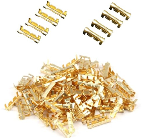 100 conectores de latón, conector de crimpado de alambre eléctrico de 0,5 a 1,5 mm, terminales de alambre, conectores crimpados, para conexiones eléctricas seguras y fiables, 0,5 amarillo