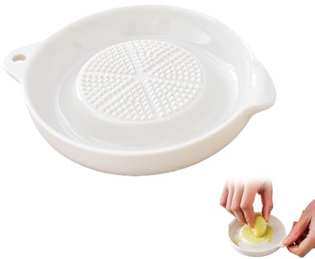 Keramik Reibe, Keramik Ingwer Reibe, Ngwer Knoblauch Keramikreibe mit Bürste für Familie Küche Apfelmus Zitrone Ingwer Saft Mahlen 11 x 9, 2 cm Weiß Orbicular
