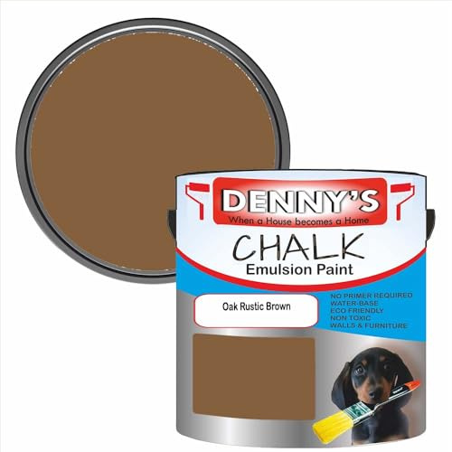 Premium Interior Wall & Furniture Chalk Paint – Oak Rustic Brown – Rich Matt Finish, Durable & Washable, Low Odour, Ideal for Living Rooms, Bedrooms & Hallways (250ML Tin)