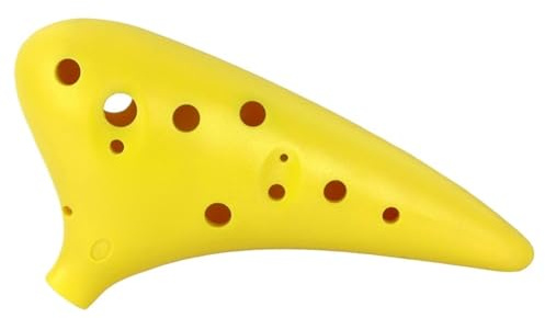 Ocarina 12 hål C Ocarina musikinstrument 12-håls keramisk flöjt med förvaringsväska för nybörjare professionell användning gul