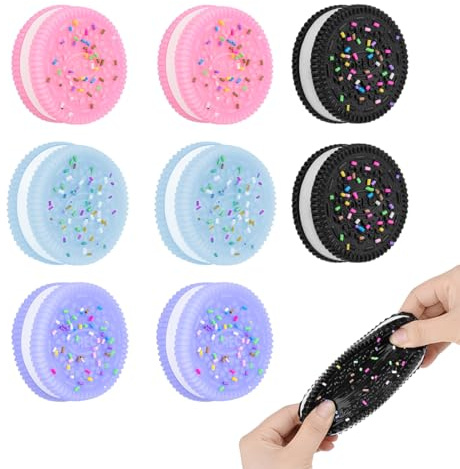 KYLOS Lot De 8 Jouets Anti-Stress, Squishy À Écraser, Ultra Doux Décompression Anti-Stress En 2 Noir + 2 Bleu + 2 Rose + 2 Violet, 3.8Cm Longueur 1Cm Hauteur