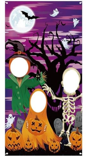 Ericetion 1 st skelett fotorekvisita bakgrundsbanderoll, halloween fotografi bakgrund för hemsökt hus dekor