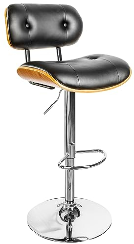Riess Ambiente Moderner Barhocker Classico schwarz 115cm höhenverstellbar Walnuss Furnier Barstuhl Tresenstuhl Hausbar
