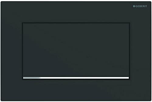 Geberit Betätigungsplatte Sigma 30 (für Spül-Stopp Spülungen, Betätigung von vorne, Platte + Tasten schwarz matt, Streifen chrom) 115893141
