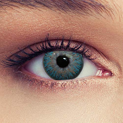 DESIGNLENSES, Lentillas de color azul agua - 1 par (2 lentes) - discretamente colores suaves - 30 días aplicable - sin graduar/dioprtías True Aqua