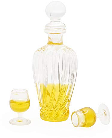 Odoria 1/12 Miniatura Vino y 2Pz Copas Cocina Accesorio para Casa de Muñecas