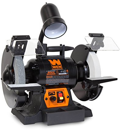 WEN BG4280 5-Amp 8-Inch Variable Speed Bench Grinder with Flexible Work Light, Black,orange