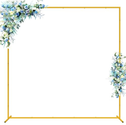 Oro metallo quadrato arco di nozze fiori cornice sfondo stand 6.6FT palloncino composizione floreale decorazione reception giardino arco pergolato per festa eventi decorazione stand sfondo