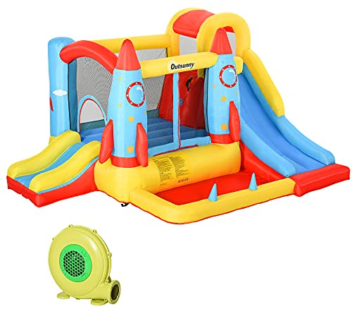 Outsunny Castillo gonfiabile con 2 sedie per bambini + 3 anni con gonfiabile e borsa per il trasporto per interni esterni 330 x 265 x 185 cm multicolore