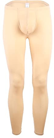 Men's Silky Leggings for Hiking, Marathon, Basketball, Exercise Fitness Nude Small