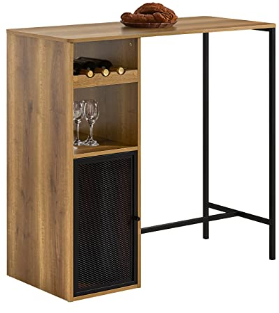SoBuy FWT97-PF Mesa Alta de Bar Mesa Alta Tipo Bistró de Cocina con Soporte para Vasos y Vino 110 x 50 x 105 cm ES