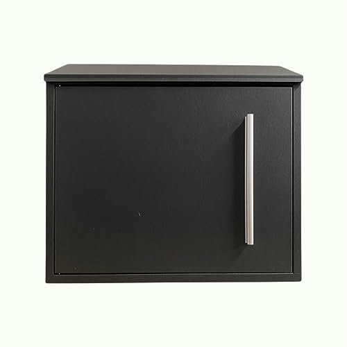 One of a Kind Design UK Lockable Post Box for Outside Wall – Waterproof Mailbox with Newspaper Slot Secure Outdoor Letterbox for Home or Office Modern Wall-Mounted Postbox - Black