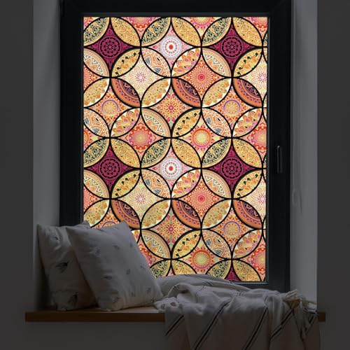 dktie Fönsterfilm i vinyl utan klister, färgat glas-fönsterfilm för badrum och duschdörr, värmereglering och UV-skydd, 90 x 200 cm