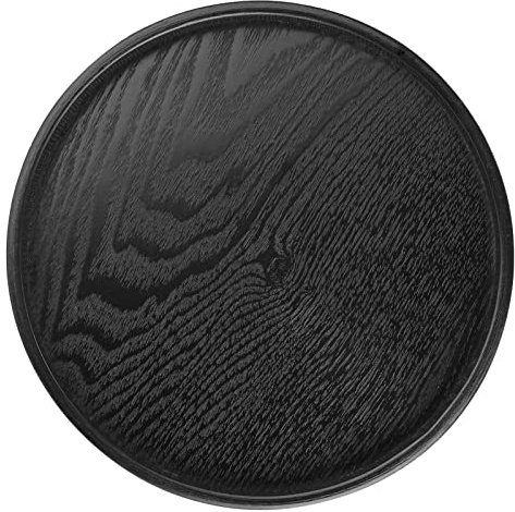 Solid Wood Round Tray for Serving Tea Coffee Snack Food, Modern and Elegant, Raised Edges for Easy Holding, Easy to, Ideal for Home, Restaurant, Cafes (24cm)