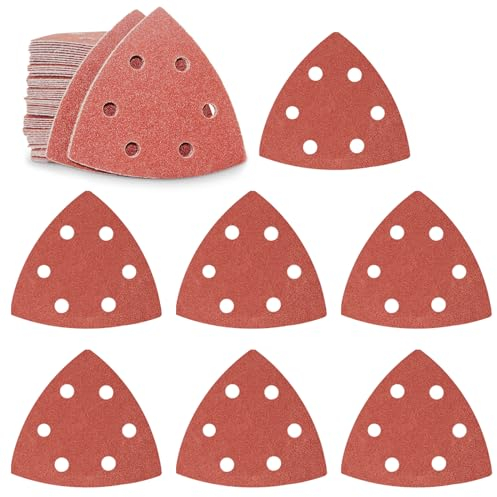FEIHU Deltaschleifer Schleifpapier Dreieckschleifer, 60 Stück Schleifpapier für Dreieckschleifer, Klettschleifpapier, 100 Körnung, für Schleifdreiecke 93x93x93mm