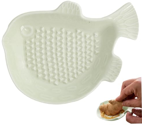 Banziaju Ingwer Reibe Werkzeug, Ingwer Reibe Werkzeug Niedliche Keramik-Knoblauchreibe Ingwerreibe in Form eines Kugelfisches Knoblauch Reibe Platte Leicht zu reinigen Ingwer Fleischwolf