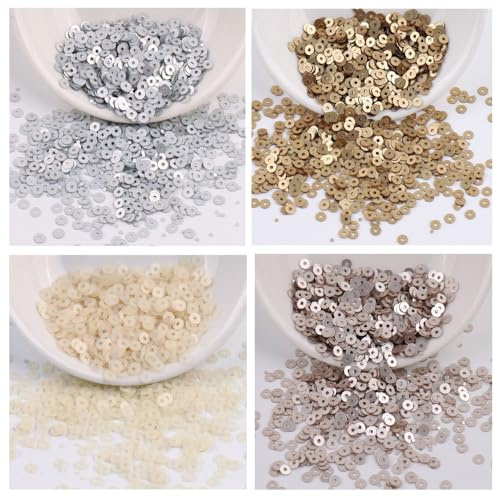 SHTGOI Confezione da 4 paillettes rotonde piatte, 16000 pezzi, larghezza 2 mm, lisce, paillettes con foro ricamato, paillettes per cucito, gioielli, decorazioni per costumi di Natale (2#)