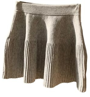 MakeMeChic Women's Knit Sweater Skirt Elastic Waist Pleated A Line Casual Mini Skirts Grey Medium