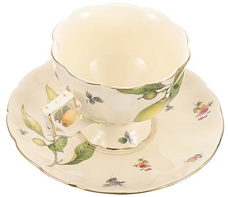 PRETYZOOM Juego De Tazas De Capuchino Con Platillo De Porcelana Con Decoración De Y Limón