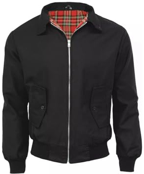 Fashion Force Mens Harrington Jacket Classic Retro 1970s Vintage Scooter Bomber MOD Style Tartan Lining Cotton Top Collar Coat – Standard Fit