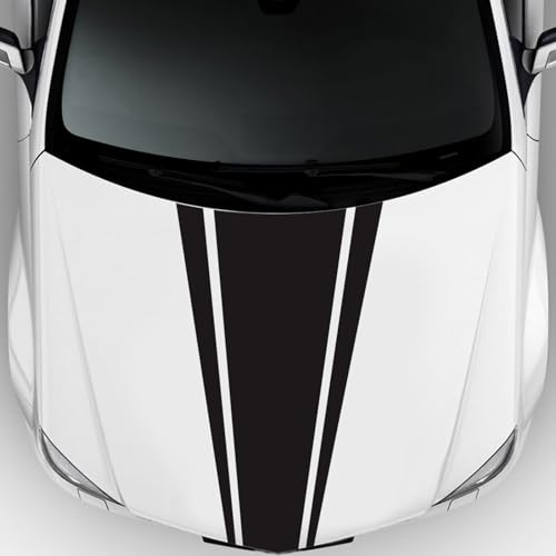 Randiga bilhuvdekaler auto racing ränder klistermärke vinylgrafik dekorativ dekal för bilar/lastbilar/SUV:er (svart)