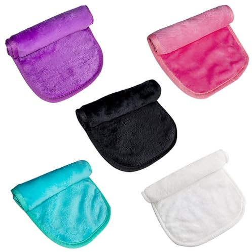 5 Pack Reusable Make Up Remover Cloths – Ultra-Soft Microfibre Face Towels for All Skin Types – Eco-Friendly, Washable Facial Cleansing Cloths for Makeup, Dirt & Oil Removal – Gentle & Durable