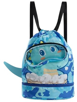 KLVGTIFS Zaino da Nuoto Bambini, Borsa Coulisse Bambini, Borsa Impermeabile Piscina Bambino con Portascarpe, Grande Capacità Sacca Sportiva Palestr con Cerniera per Nuoto, Palestra, Spiaggia