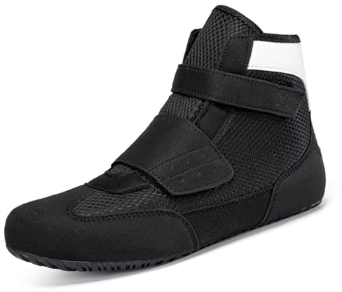 Boxe Lutte, Entraîneurs, Chaussures De Sport pour L'Entraînement, Exercice De Combat, Botte De Kickboxing en Maille Respirante Confortable,Noir,33 EU