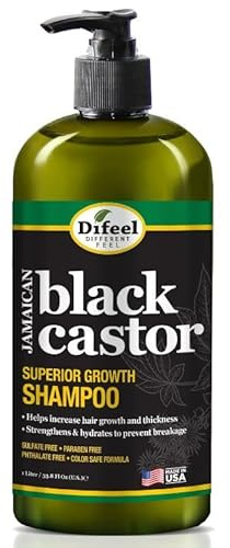 Difeal Black Castor Superior Growth Shampoo, 1 Litre, Sulphate-Free Hair Growth Formula, Made in USA