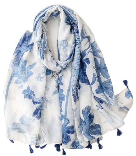 MAZELIKEHOOD Foulard Femme Imprimé Écharpe Legère en Viscose Accessoire Mode Printemps Été Foulard Grand Format pour Femmes Filles