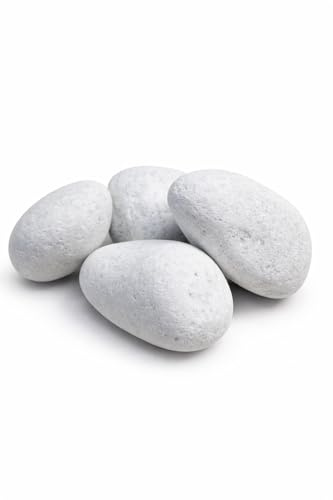 Piedra de marmol premium Canto rodado 60-100 mm Blanco Puro (10 kg)
