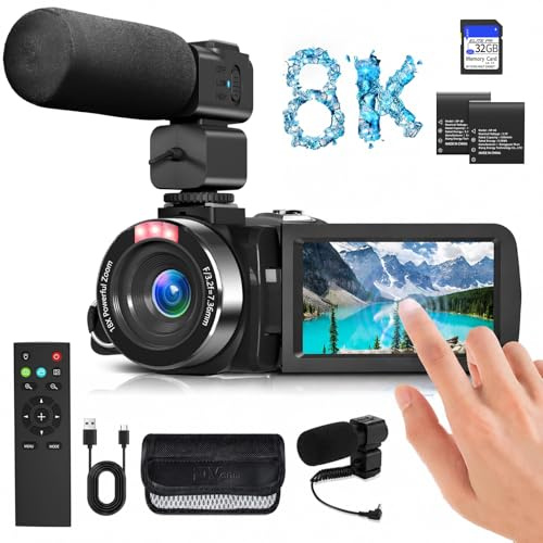 8K Video Camera 48MP UHD WiFi Vlogging Cameras for YouTube with 32GB Card