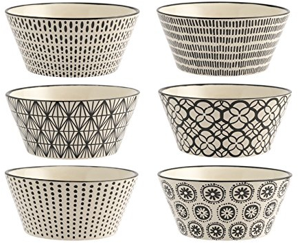 H&H Vhera – Set de 6 Bols en Stoneware, 600 cc, Élégants et Pratiques, Parfaits pour Soupes, Salades, Céréales et Plus